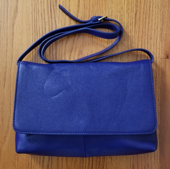 J. Crew Handbags - J Crew Blue Leather Crossbody Bag